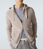 Brunello Cucinelli Logo ribbed-knit cotton zip-up hoodie