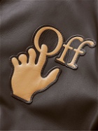 Off-White - Logo-Appliquéd Leather Varsity Jacket - Brown