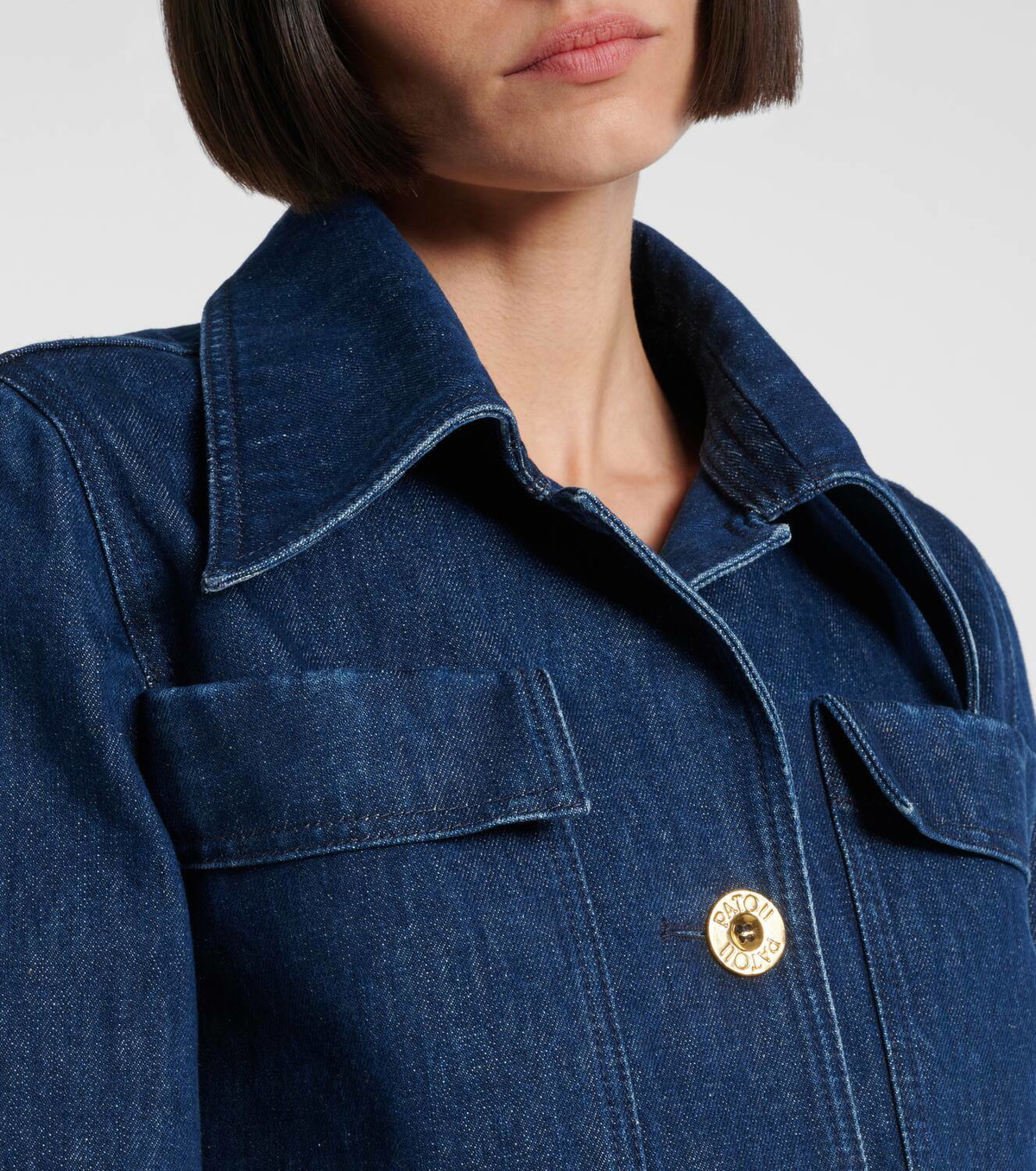 【Patou】 Cropped denim jacket Patou logo-patch Cropped Denim Jacket | White | FARFETCH