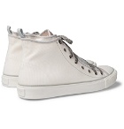 Lanvin - Canvas and Velvet High-Top Sneakers - White