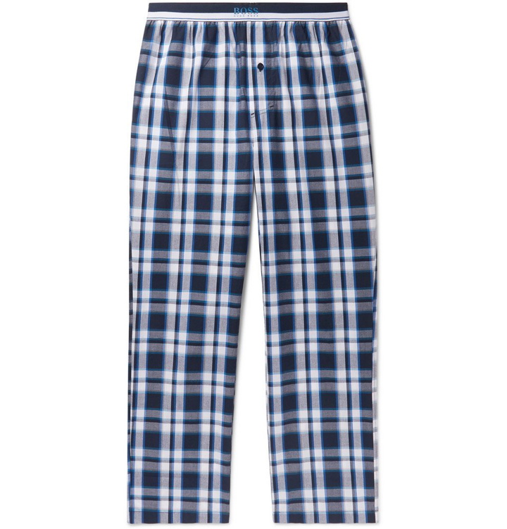Photo: Hugo Boss - Checked Cotton Pyjama Trousers - Navy