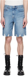 System Blue Distressed Shorts