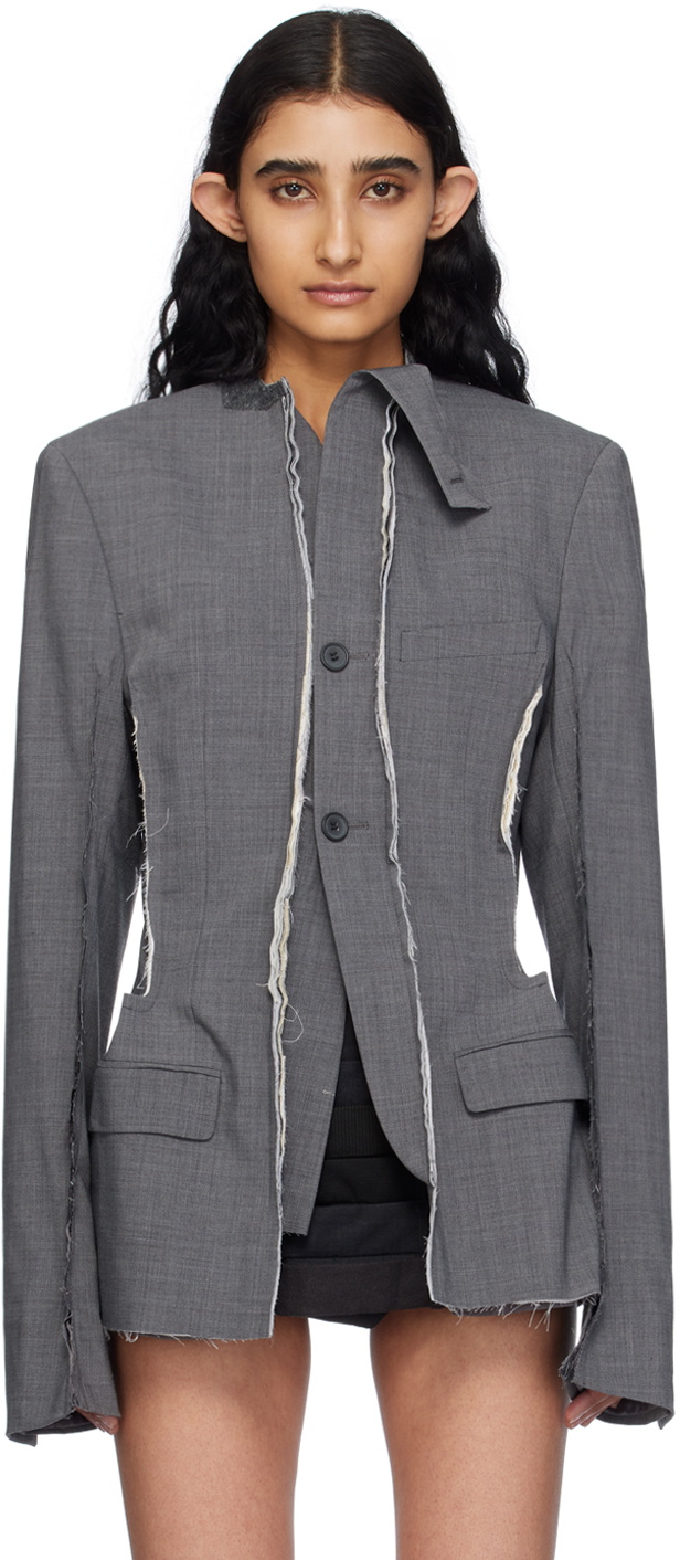 HODAKOVA Gray Horse Hair Blazer HODAKOVA