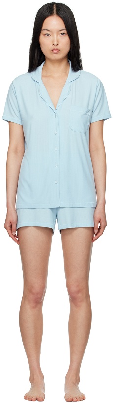 Photo: SKIMS Blue Soft Lounge Short Pyjama Set