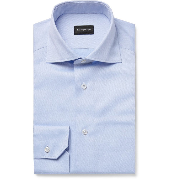 Photo: Ermenegildo Zegna - Light-Blue Slim-Fit Cutaway-Collar Cotton Oxford Shirt - Light blue