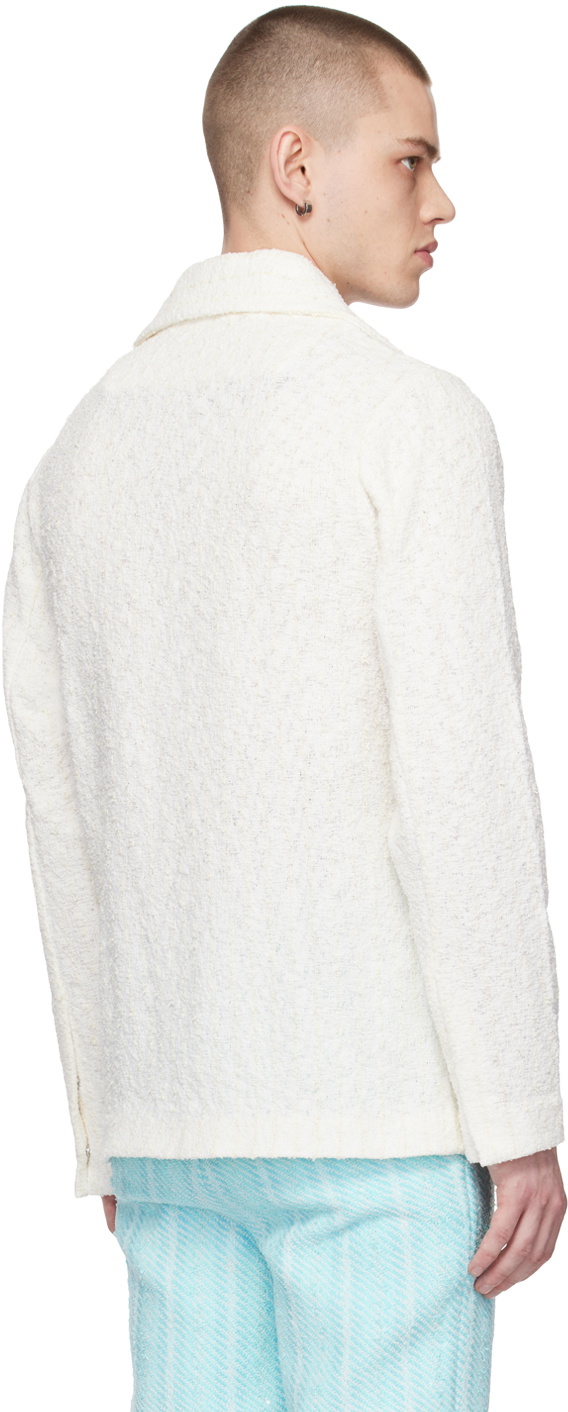 young n sang Off-White Striped Blazer