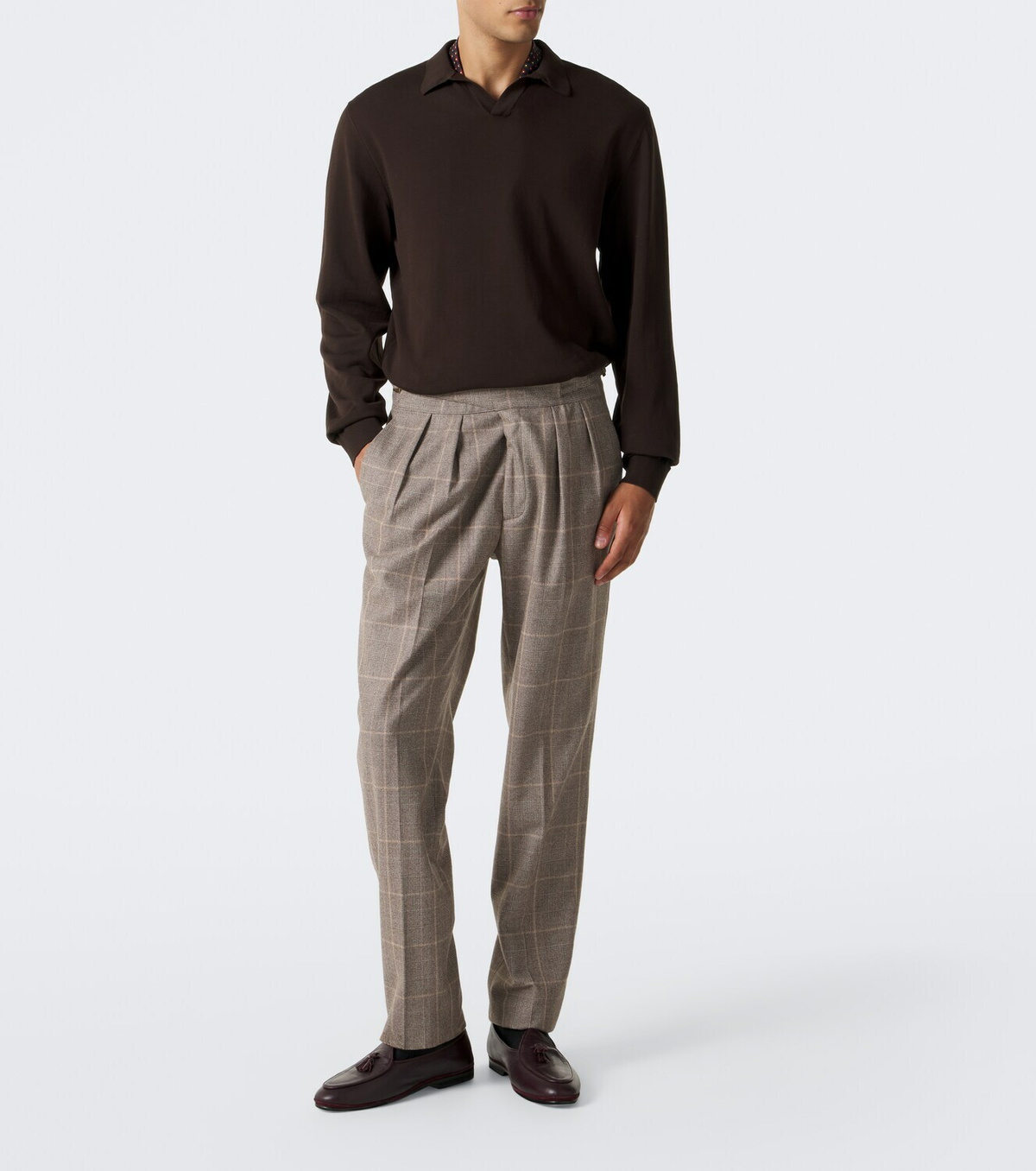 Rubinacci Checked virgin wool straight pants