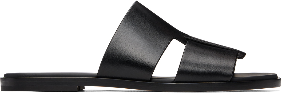 BOSS Black Leather Slides