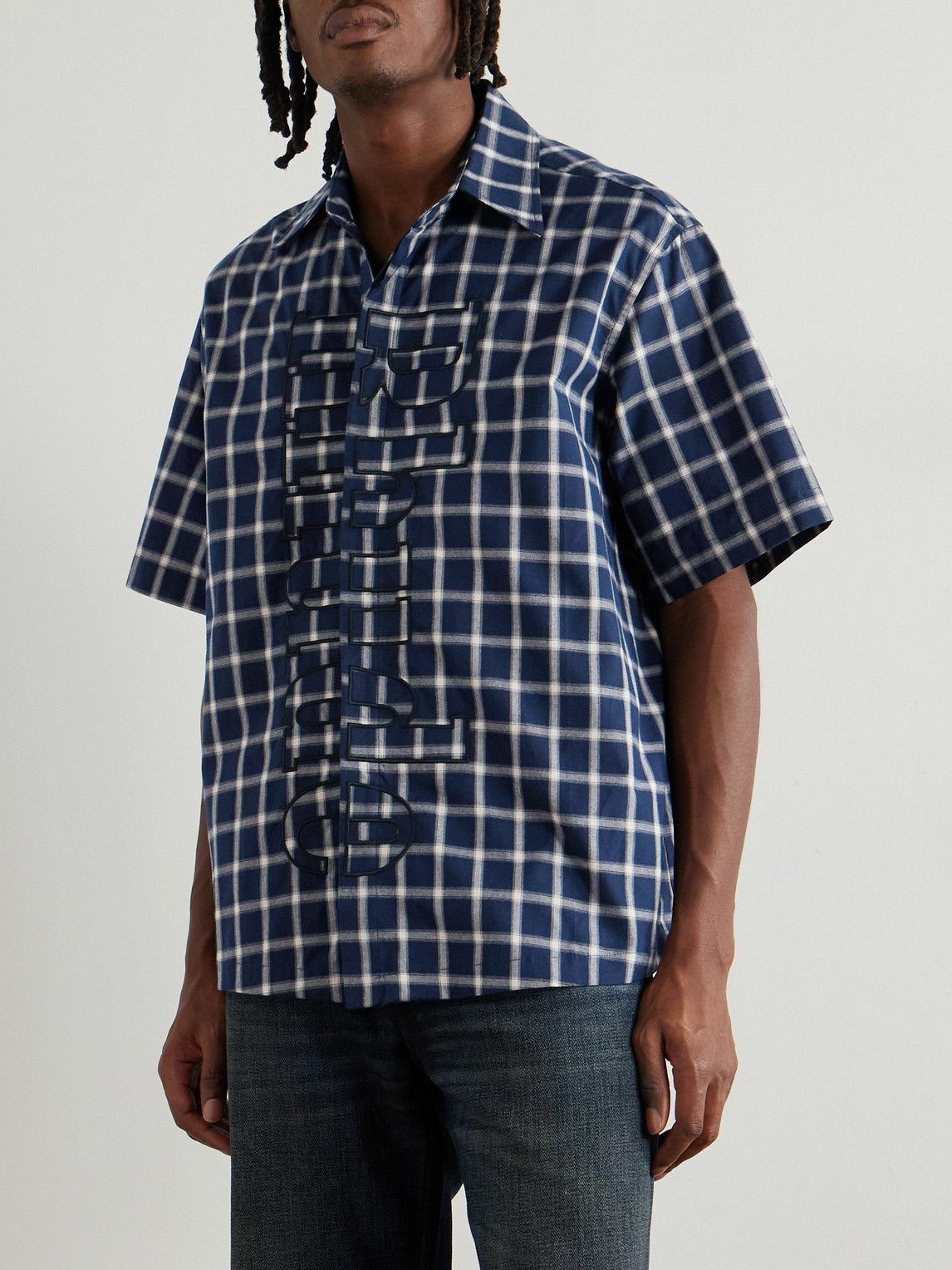 Rhude - Logo-Embroidered Checked Cotton-Poplin Shirt - Blue