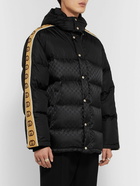 GUCCI - Logo-Jacquard Webbing-Trimmed Quilted Shell Hooded Down Jacket - Black