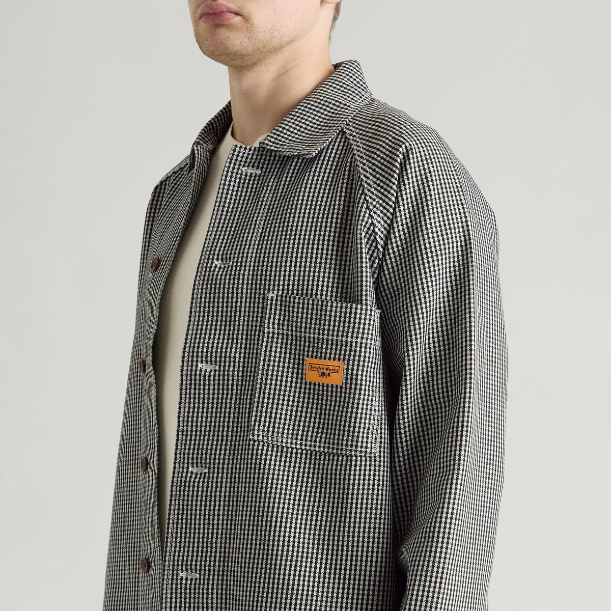 Service Works Men's House Gingham FOH Overshirt in Black