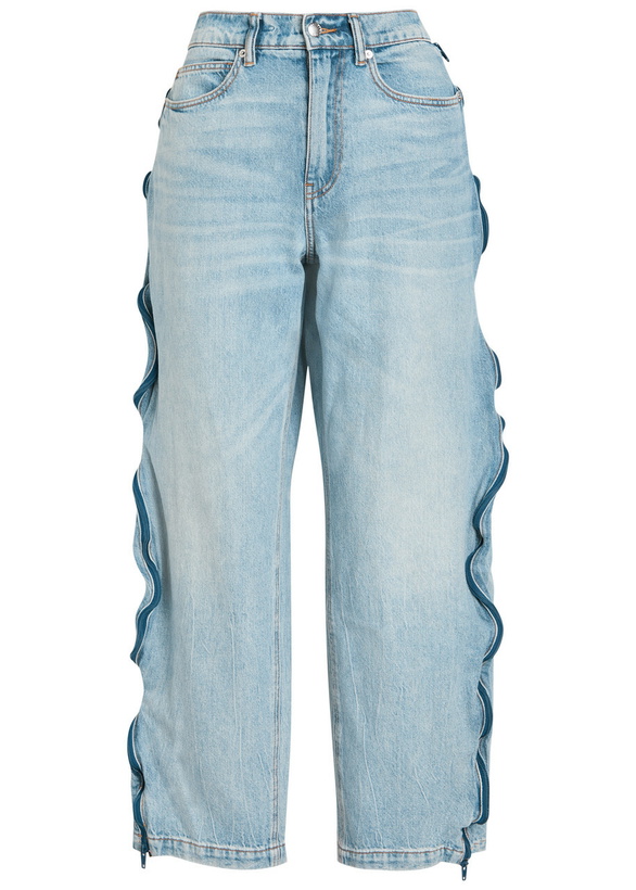 Photo: Alexanderwang.t Zip-embellished Barrel-leg Jeans Blue