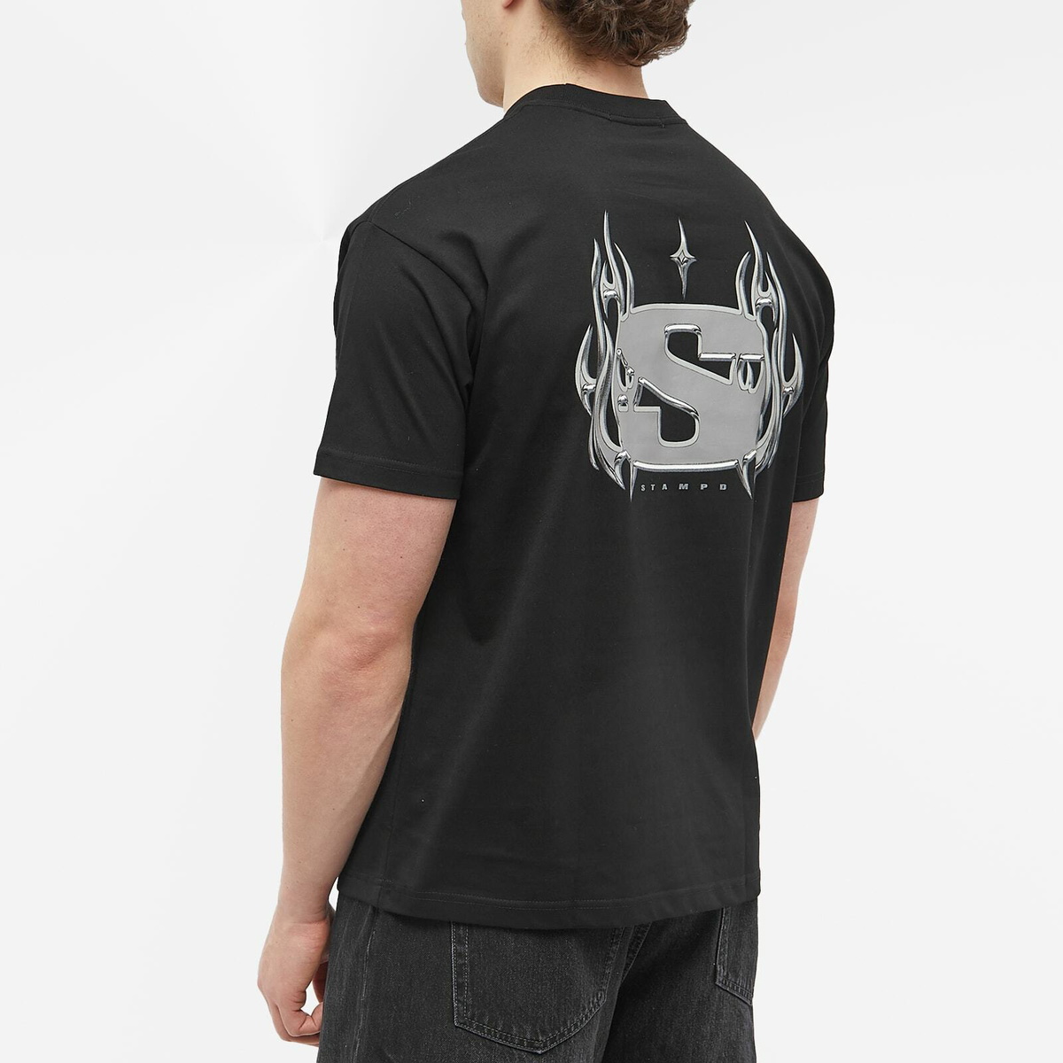 【STAMPD】CHROME FLAME RELAXED TEE Stampd Men's Chrome Flame Relaxed T-Shirt in Black Stampd