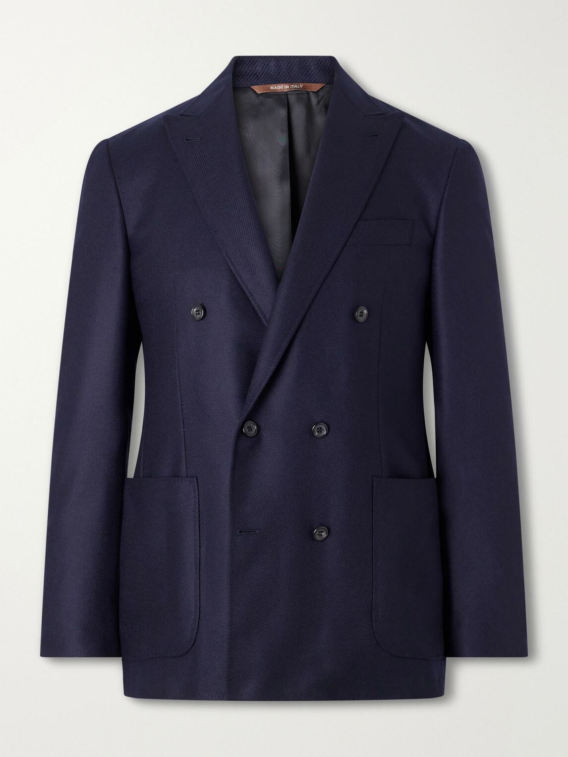 Canali - Kei Double-Breasted Wool and Silk-Blend Blazer - Blue