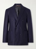 Canali - Kei Double-Breasted Wool and Silk-Blend Blazer - Blue