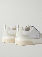 FERRAGAMO - Suede-Trimmed Perforated Leather Sneakers - White