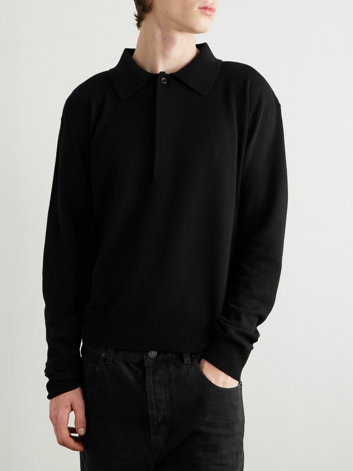 SAINT LAURENT - Wool Polo Sweater - Black Saint Laurent