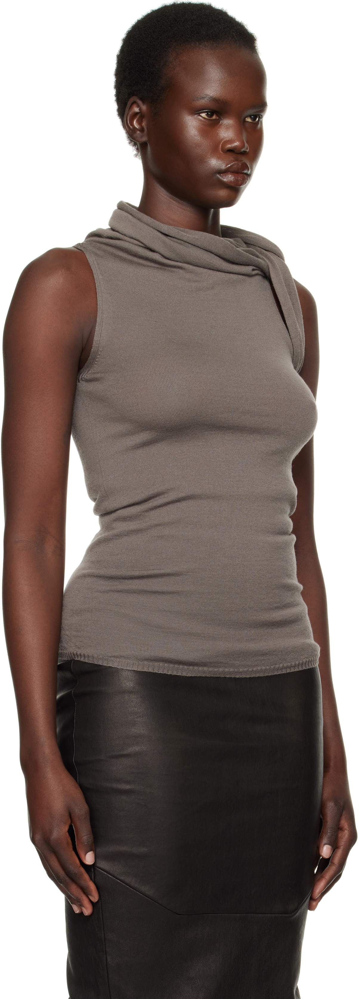 Rick Owens Gray Hollywood Banded Tank Top Rick Owens