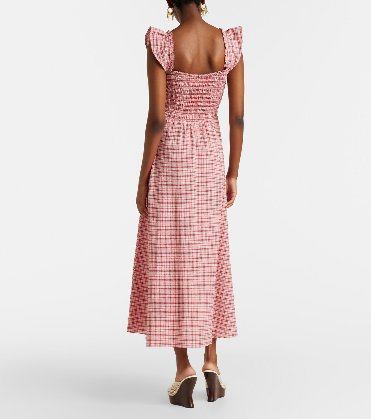 Faithfull Eudora checked cotton midi dress