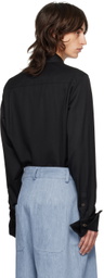 King & Tuckfield Black Pointed Collar Long Line Shirt