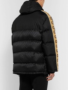 GUCCI - Logo-Jacquard Webbing-Trimmed Quilted Shell Hooded Down Jacket - Black