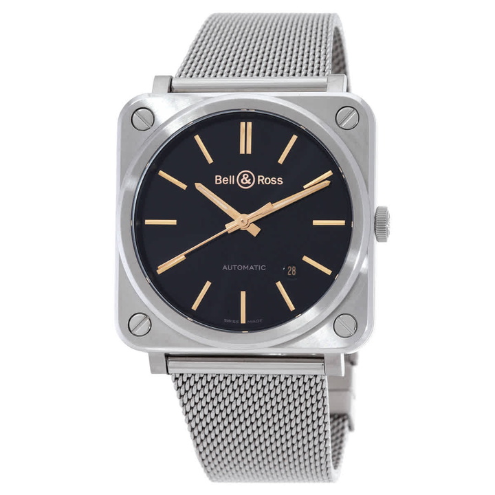 Photo: Bell and Ross Golden Heritage Automatic Black Dial Unisex Watch BRS92-ST-G-HE/SST