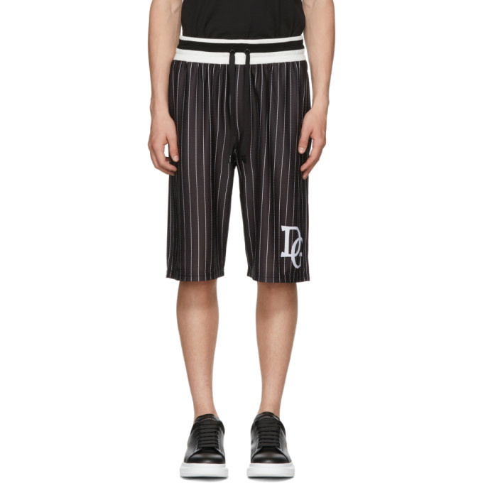 Photo: Dolce and Gabbana Black and White Striped DG Basketball Shorts