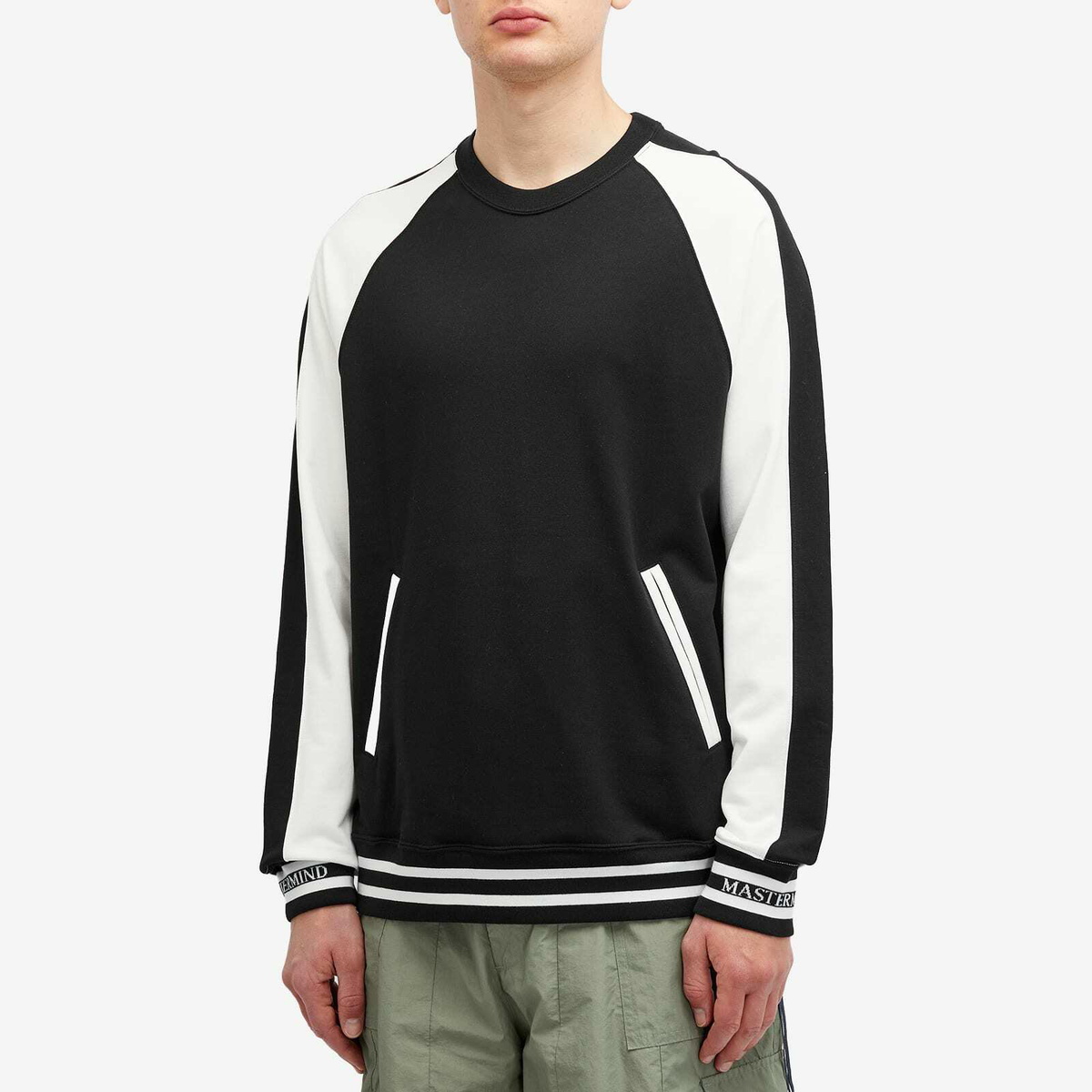 MASTERMIND WORLD Men's Panel Souvenir Crew Sweatshirt in Black/White