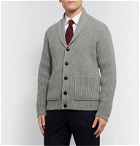 Kingsman - Shawl-Collar Ribbed Wool and Cashmere-Blend Cardigan - Gray
