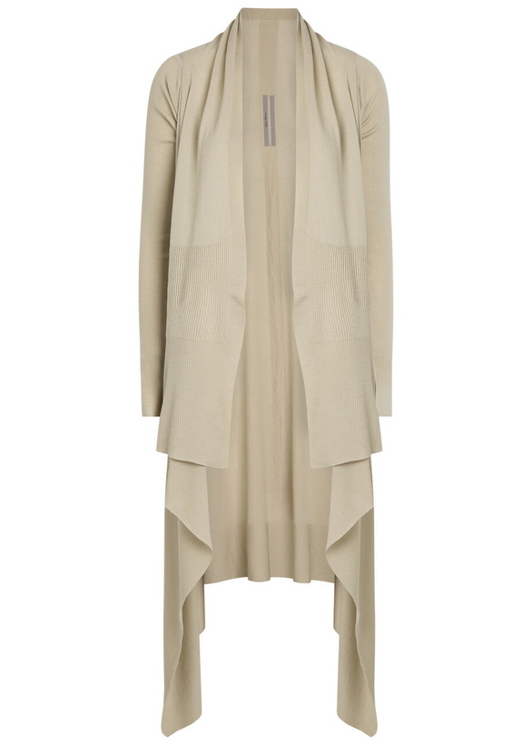 Photo: Rick Owens Asymmetric Wool Cardigan Sand