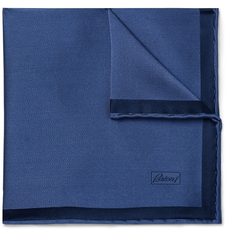 Photo: Brioni - Contrast-Tipped Silk-Twill Pocket Square - Blue