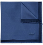 Brioni - Contrast-Tipped Silk-Twill Pocket Square - Blue