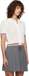 Thom Browne White Hector Pointelle Short Sleeve Cardigan