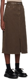 3.1 Phillip Lim Brown A-Line Denim Midi Skirt