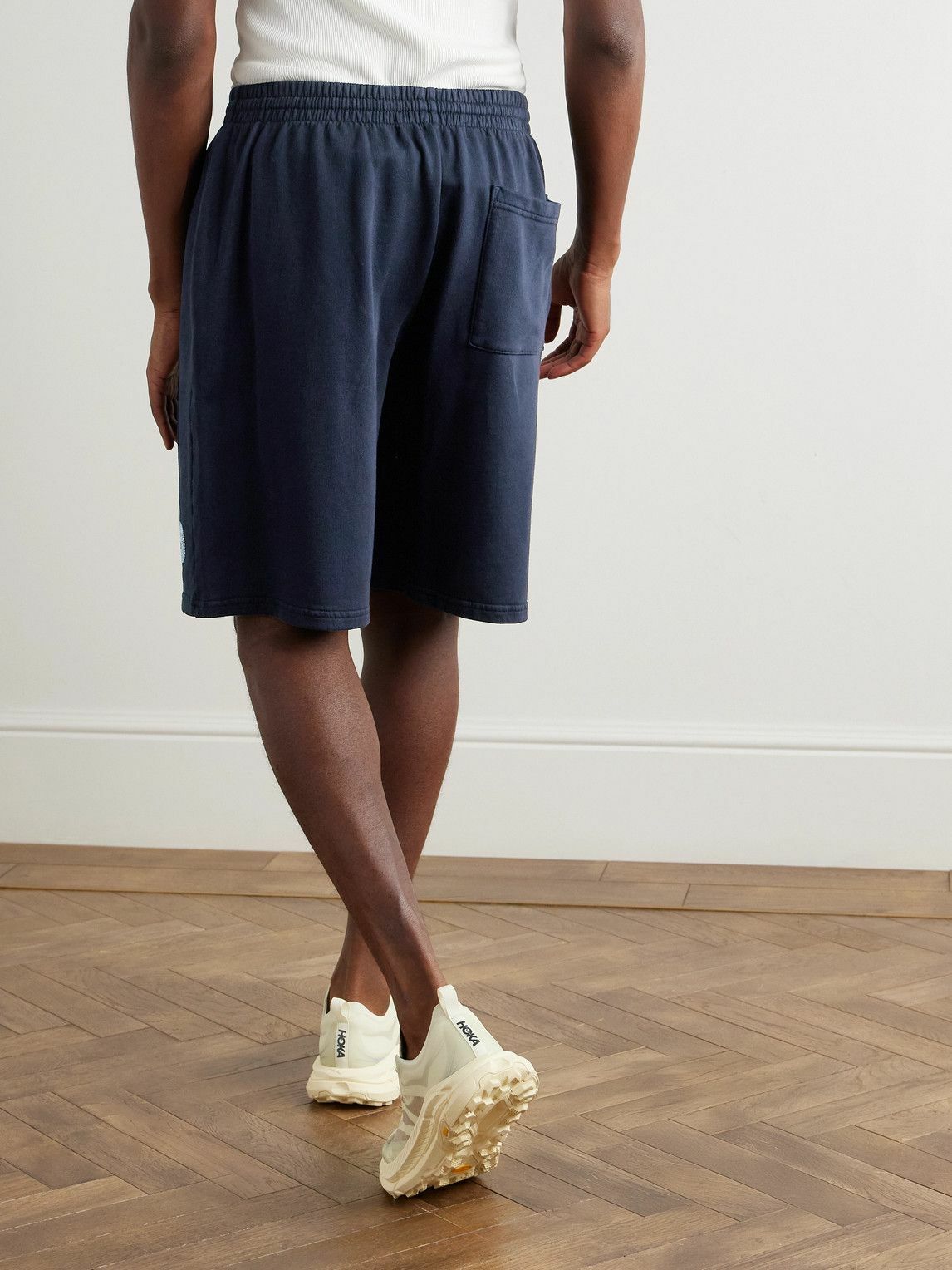 DISTRICT VISION - Straight-Leg Logo-Appliquéd Cotton-Jersey Shorts - Blue