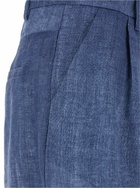 Merci Blue Shorts With Belt Loops And Lightweight Design In Linen Woman