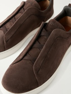 Zegna - Triple Stitch™ Suede Slip-On Sneakers - Brown