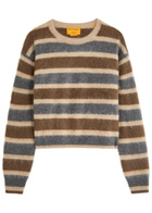 Guest In Residence Grizzly Striped Brushed Cashmere Jumper Brown