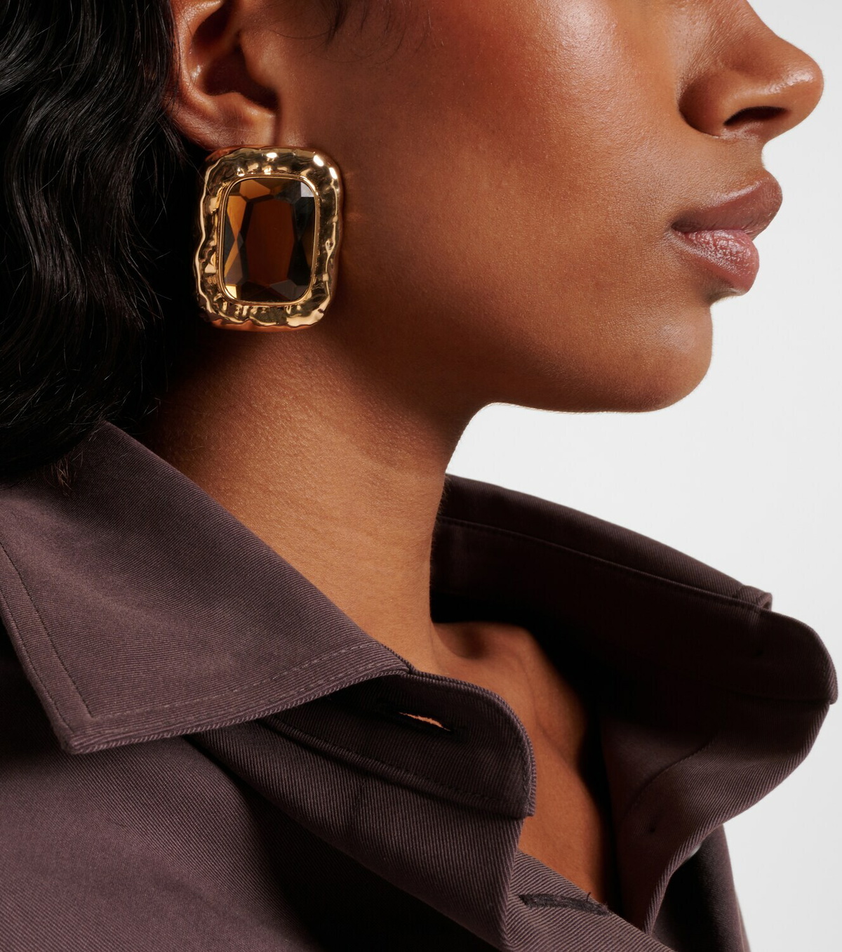 Self-Portrait Amber gold-plated earrings