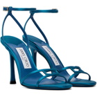 Jimmy Choo Blue 1998 Leo 100 Satin Heeled Sandals