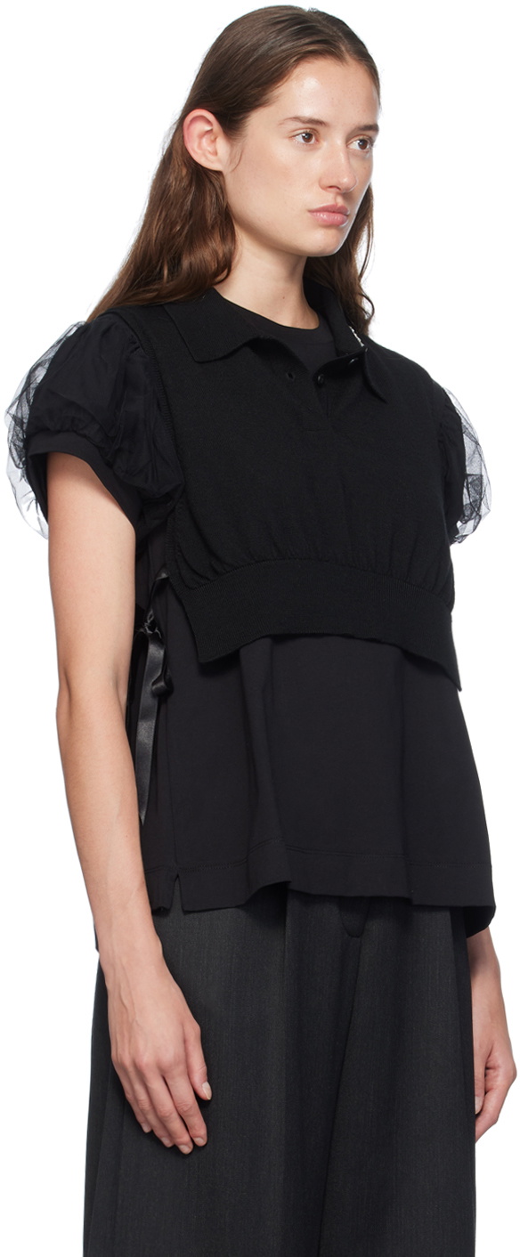 Simone Rocha Black Embellished Knit Vest