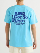 Y,IWO - Printed Cotton-Jersey T-Shirt - Blue