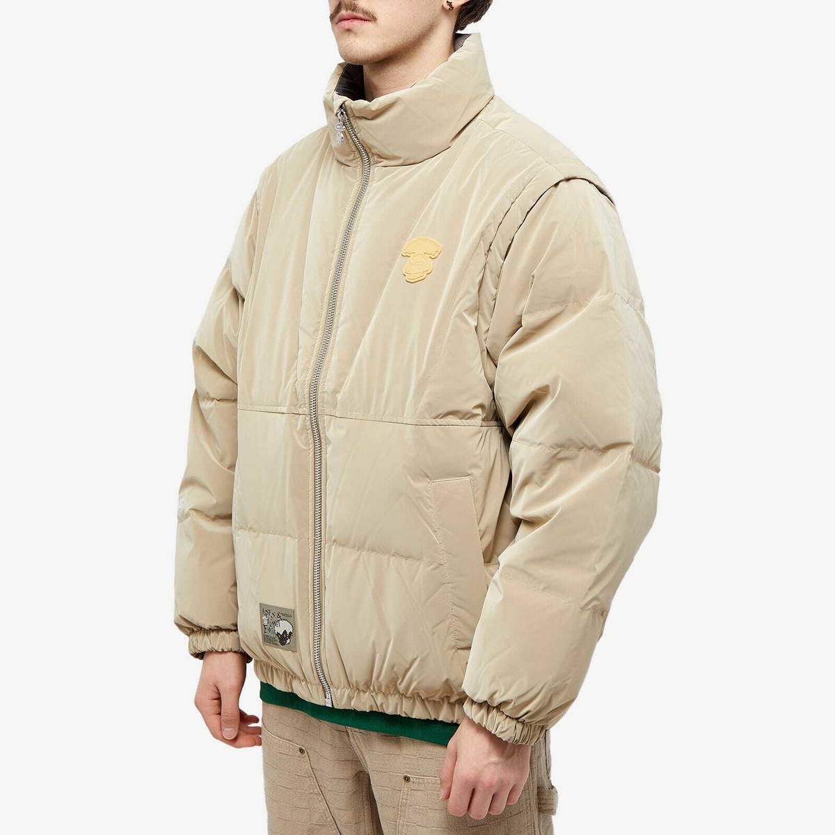 Men's AAPE Convertible Down Jacket in Dark Beige AAPE by A Bathing Ape