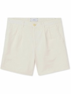 Mr P. - Straight-Leg Pleated Cotton and Linen-Blend Twill Shorts - White