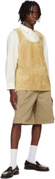 System Beige Velvet Tank Top