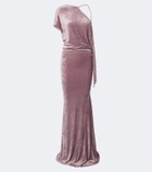 Rick Owens Lilies Tungsten draped open-back velvet gown