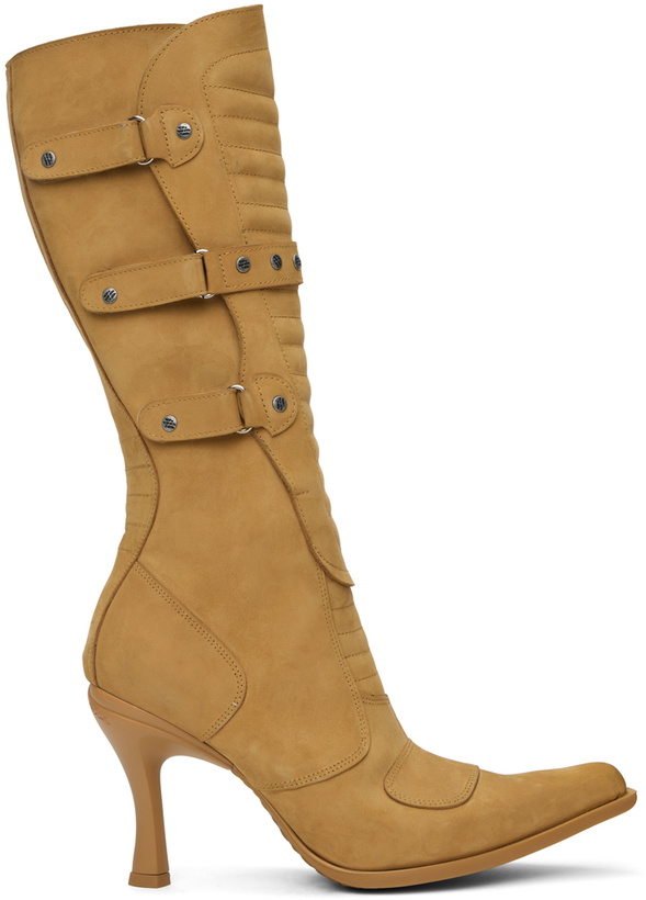 Photo: VETEMENTS Tan New Rock Edition Biker Heeled Boots