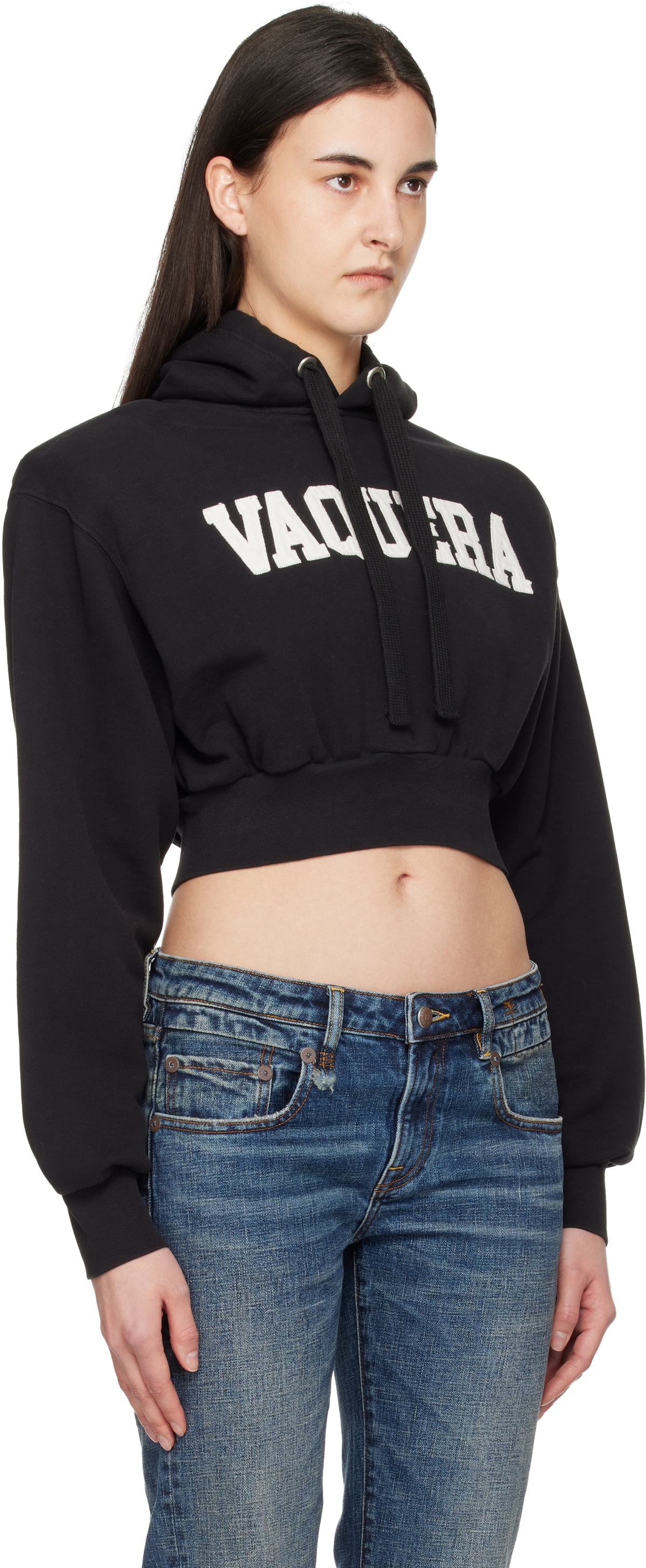 VAQUERA Black Shoulder Pad Hoodie
