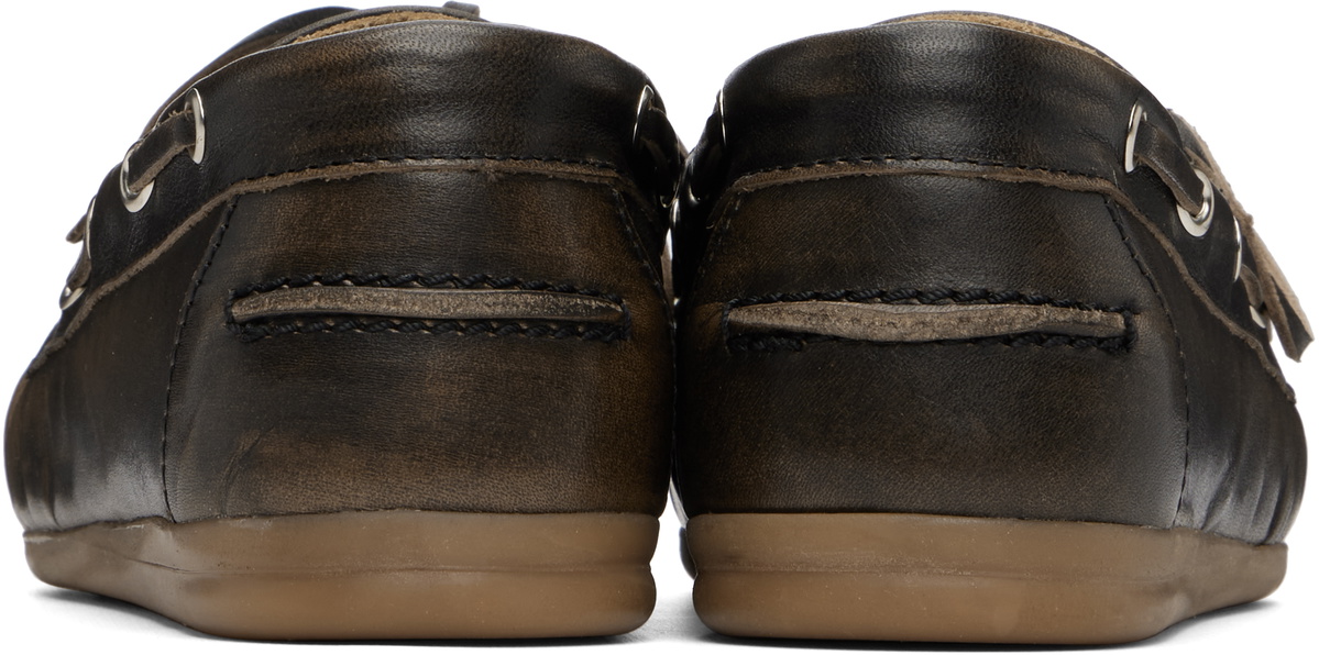Alohas Brown Rowan Vintage Effect Leather Boat Shoes