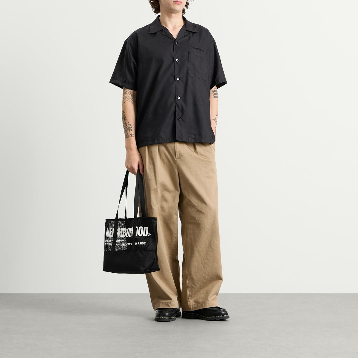 Neighborhood Men's Mesh Tote Bag in Black 